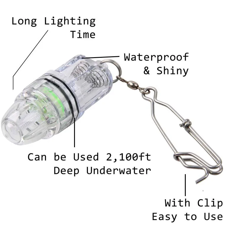 Lámpara de luz de pesca de gota profunda, señuelo de pesca de barco de color verde, cebo de luz LED de pesca de mar de atún con giros de pesca, 4 uds./lote - imagen 3
