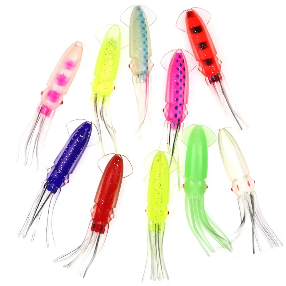 4 Uds., 12cm, 10g, aparejos coloridos DIY, falda de pulpo de calamar suave, señuelos Wobbler, juego de Jigging, cebo Artificial de pesca en agua salada - imagen 2