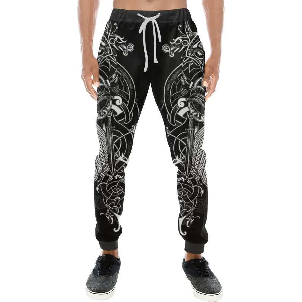 Huginn y Muninn Cuervo y Lobo tatuaje 3D impreso hombres pantalones Harajuku moda pantalones otoño Casual Joggers pantalones CK-001 - imagen 3
