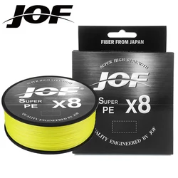 Línea de pesca JOF marca SUPER PE 150M 300M 500M línea de pesca trenzada de 8 hebras línea de PE multifilamento 15 -100LB