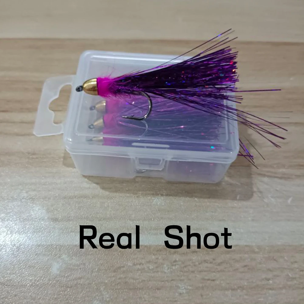 Bimoo-cebo de pesca de trucha, 4 unidades, #2, imán de cabeza cónica, púrpura, Streamer - imagen 5