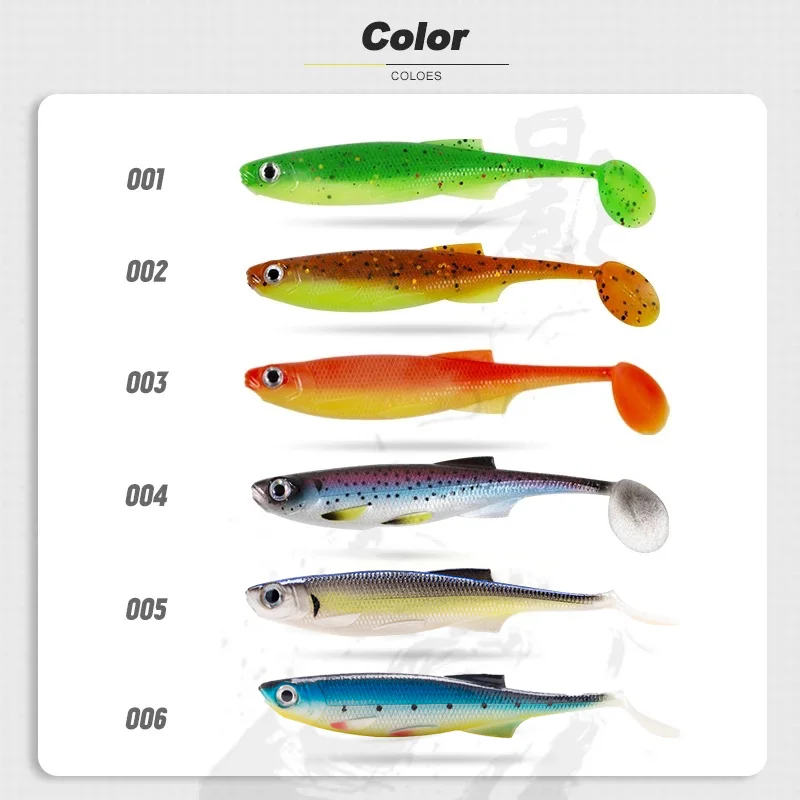 Señuelo suave de silicona D1, cebo t-tali de 100mm/75mm, cebos artificiales, 5 unids/bolsa, Iscas Wobblers para pesca en el mar, aparejos de perca para Lucio 2020 - imagen 5