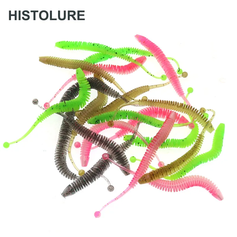 HISTOLURE-señuelo de pesca suave, cebo Artificial de silicona, 80mm, 1g, cola de bola pequeña, 10 unidades por lote