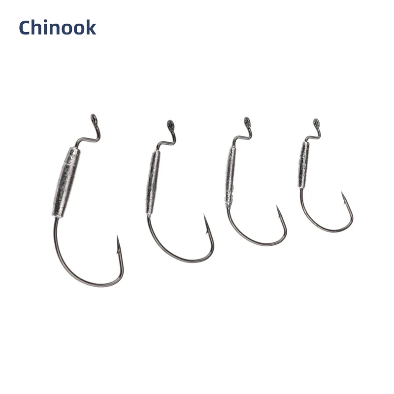Chinook-señuelo suave de pesca, anzuelos de Swimbait ponderados, anzuelos de gusano, anzuelos anchos de acero rico en carbono, aparejos de cebo para pesca con caña - imagen 3