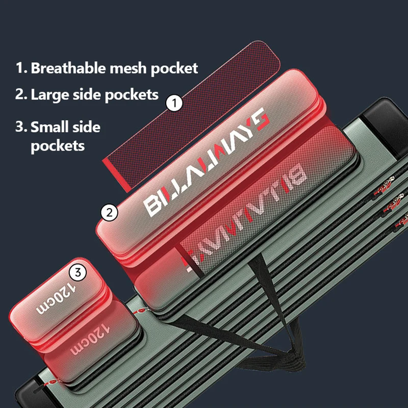 Bolsa para aparejos de caña de pescar, bolsa de almacenamiento de gran capacidad, multifuncional, impermeable, portátil, X626G, 130CM - imagen 5