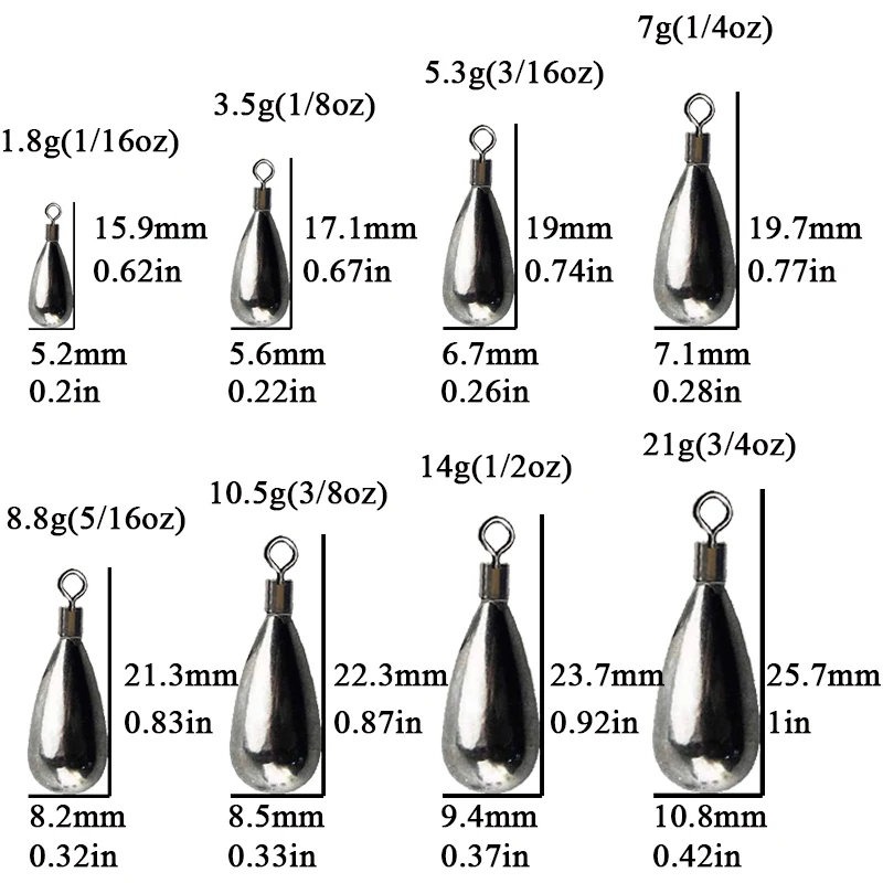 Plomos de pesca de tungsteno, accesorios de aparejos de pesca, 1,8g, 3,5g, 7g, 5,3g, 14g, 21g, lote de 2 unidades - imagen 2