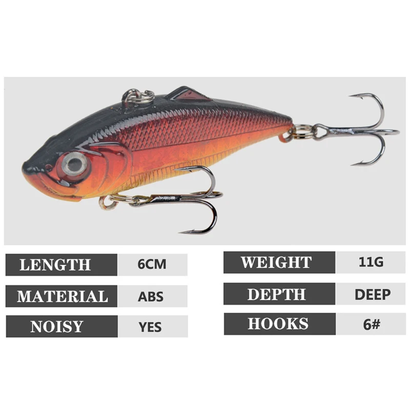 Señuelo de pesca de plomo VIB, cebo duro Wobbler de 60mm y 11g, Crankbait Artificial para pesca en el mar, lubina y buceo, 1 unidad - imagen 3