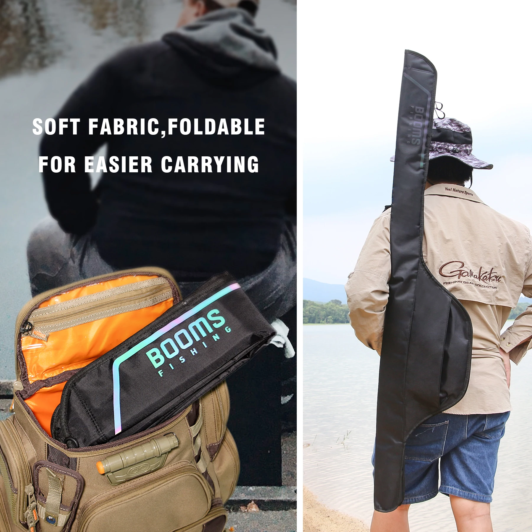 Booms Fishing PB4 bolsa para caña de pescar, estuche de almacenamiento para poste de nailon de 135 cm a 185 cm, plegable, aplicable a bolsas para cañas de carrete de pesca de varios tamaños - imagen 2