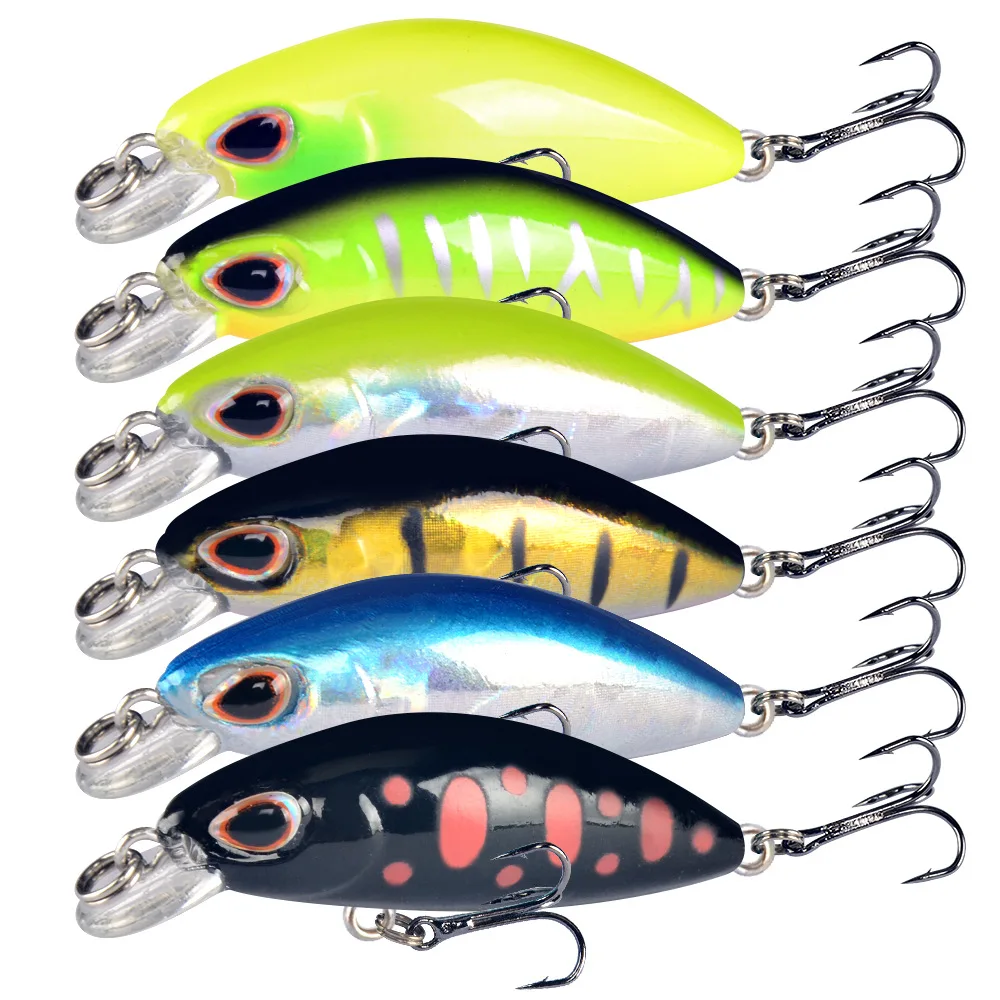 Señuelo duro de pesca Minnow, cebo Artificial biónico, ojos 3D, 40mm, Wobblers, Crankbait, hundimiento, duro, 1 unidad