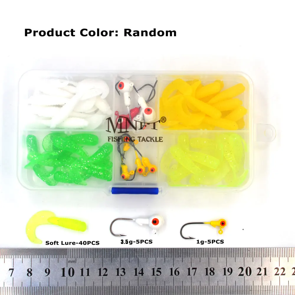 MNFT 50 unids/caja pesca mixta señuelo suave cabeza de plomo anzuelos Wobblers cebo Artificial Señuelos de Pesca de silicona herramientas de pesca de mar - imagen 2