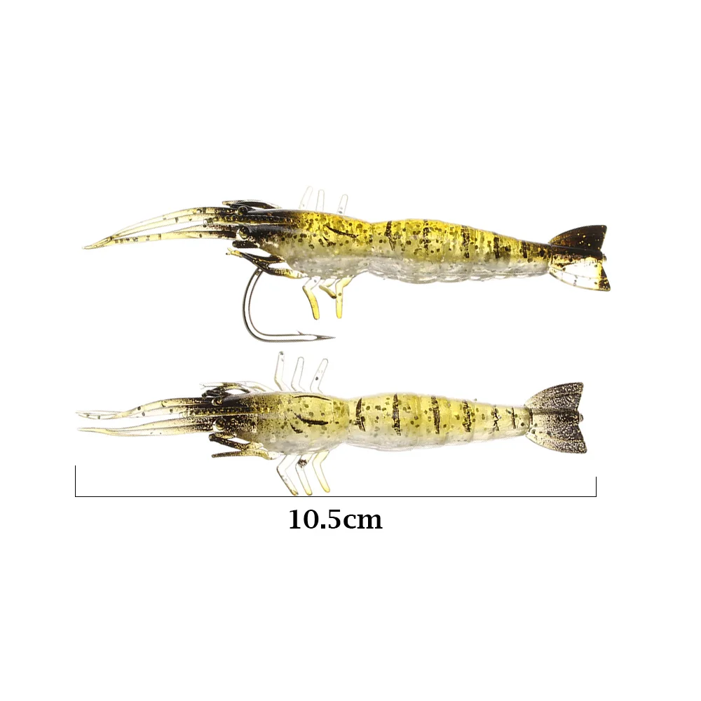 Señuelos de Pesca de simulación de silicona suave, cebo de Camarón, gambas, trucha Artificial, cebos, olor a pescado, anzuelo único, aparejos de lubina, plantilla, 5 unidades por lote - imagen 5