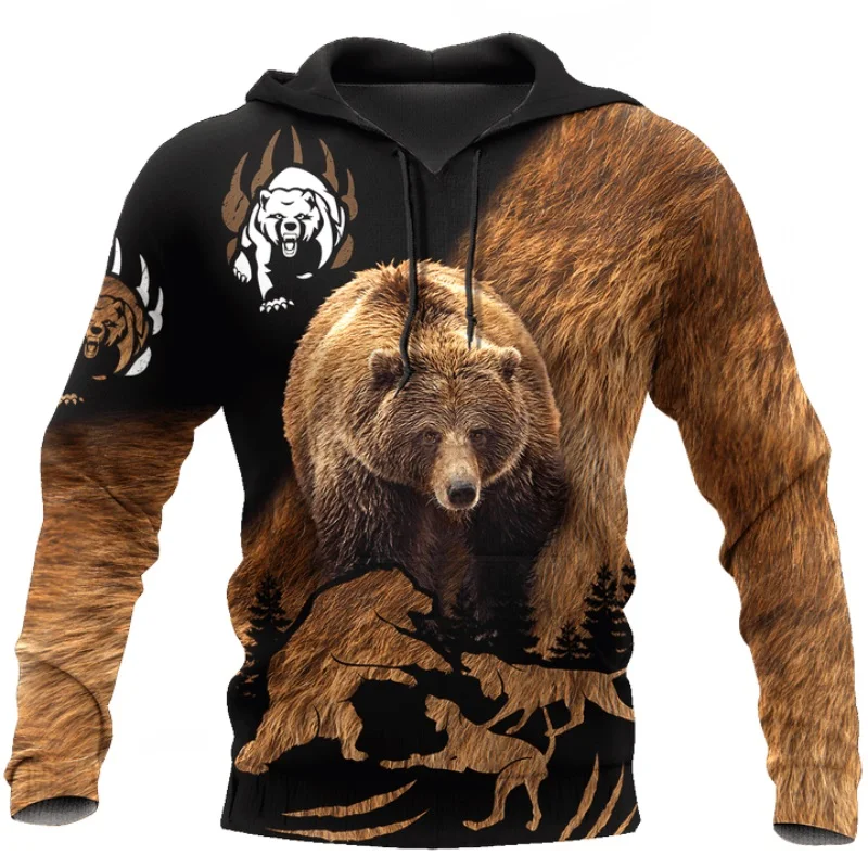 Sudaderas con capucha con estampado 3D de camuflaje de caza de oso para hombre/mujer, Sudadera con capucha de moda Harajuku, Sudadera informal de otoño, sudadera para hombre DLL58 - imagen 5