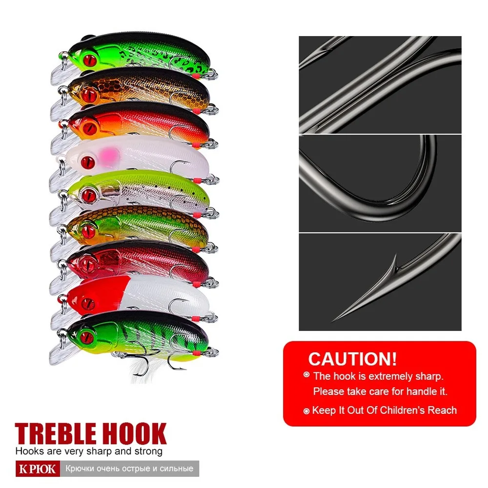 Cebo duro Artificial para pesca, cebo flotante Wobbler, con ojos 3D, 1 unidad, 10g/62mm - imagen 5