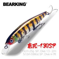 Bearking 13cm 25g bolas de tungsteno de fundición larga nuevo modelo Señuelos de pesca cebo duro buceo 1,3 - 2m pececillo profesional de calidad