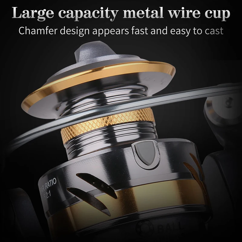 Carrete giratorio DEUKIO Metal 5.2:1 – Arrastre máximo para agua salada - imagen 5