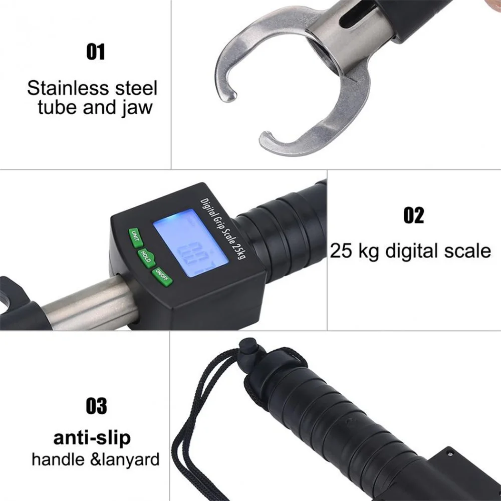 Pinza de pescado portátil, báscula Digital electrónica resistente al agua, Clip de acero inoxidable, alicates para agarrar peces, soporte, aparejos de pesca de Control - imagen 4