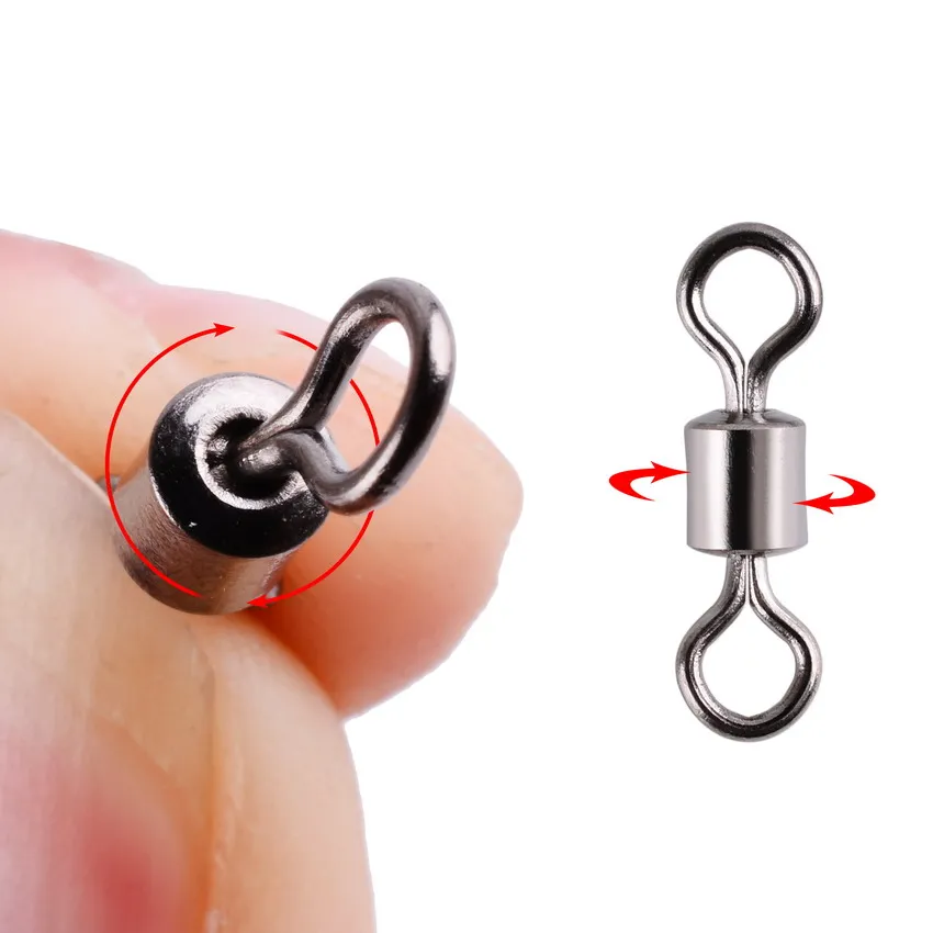 Conector de pesca de anillo sólido giratorio, anzuelos de Pesca, Señuelos, rodamiento de barril, 11 tamaños, 50/100 Uds. - imagen 5