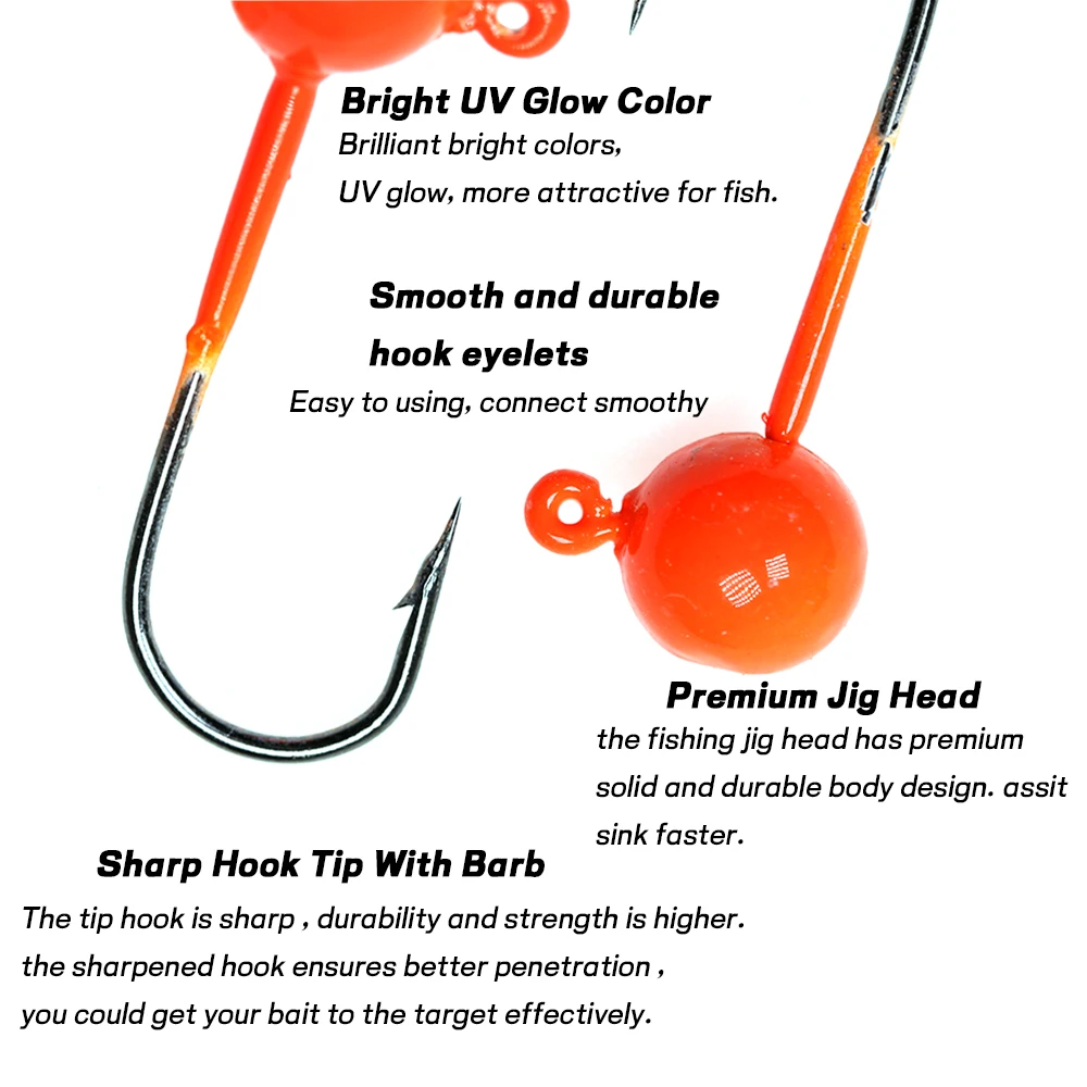 WIFREO-anzuelo de Pesca con cabeza de gusano, 5 piezas, Color UV, 3g, 5g - imagen 5