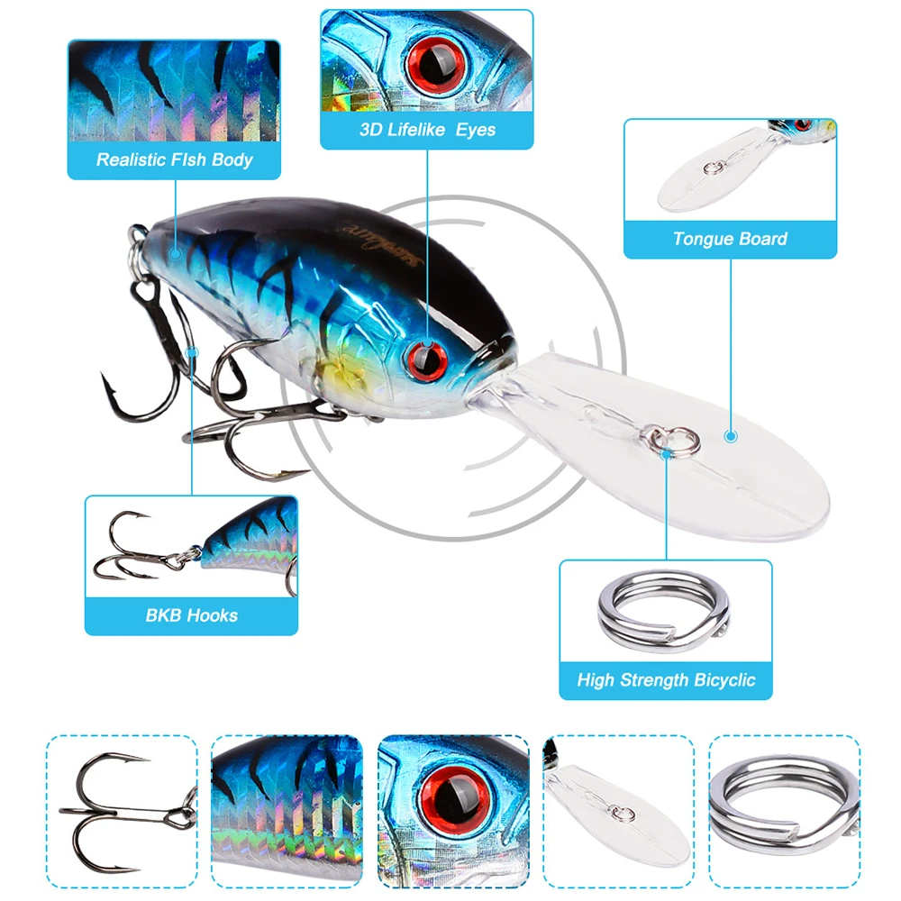 Crankbait-señuelo de Pesca Artificial, aparejos de Pesca de lubina, Whopper, curricán, manivela, Isca, 110mm, 18,5g - imagen 3