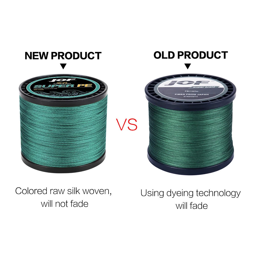 JOF-sedal de pesca trenzado de 4 hebras, 300M, 500M, 1000MPE, 9,1-45,4 KG, multifilamento, suave para pesca de carpa - imagen 5