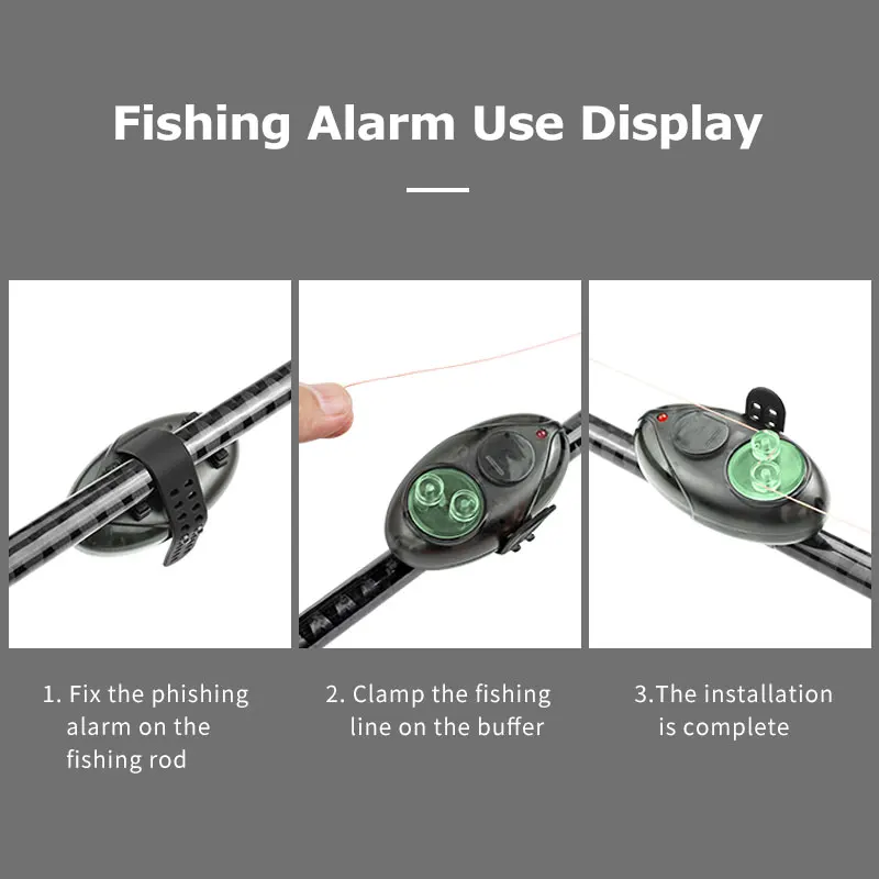 LINNHUE-alarma de pesca, indicador de luz LED, alarma electrónica de mordedura de pesca, amortiguador inalámbrico, alarma de sonido negro, pesca nocturna de carpa, 1 ud. - imagen 2