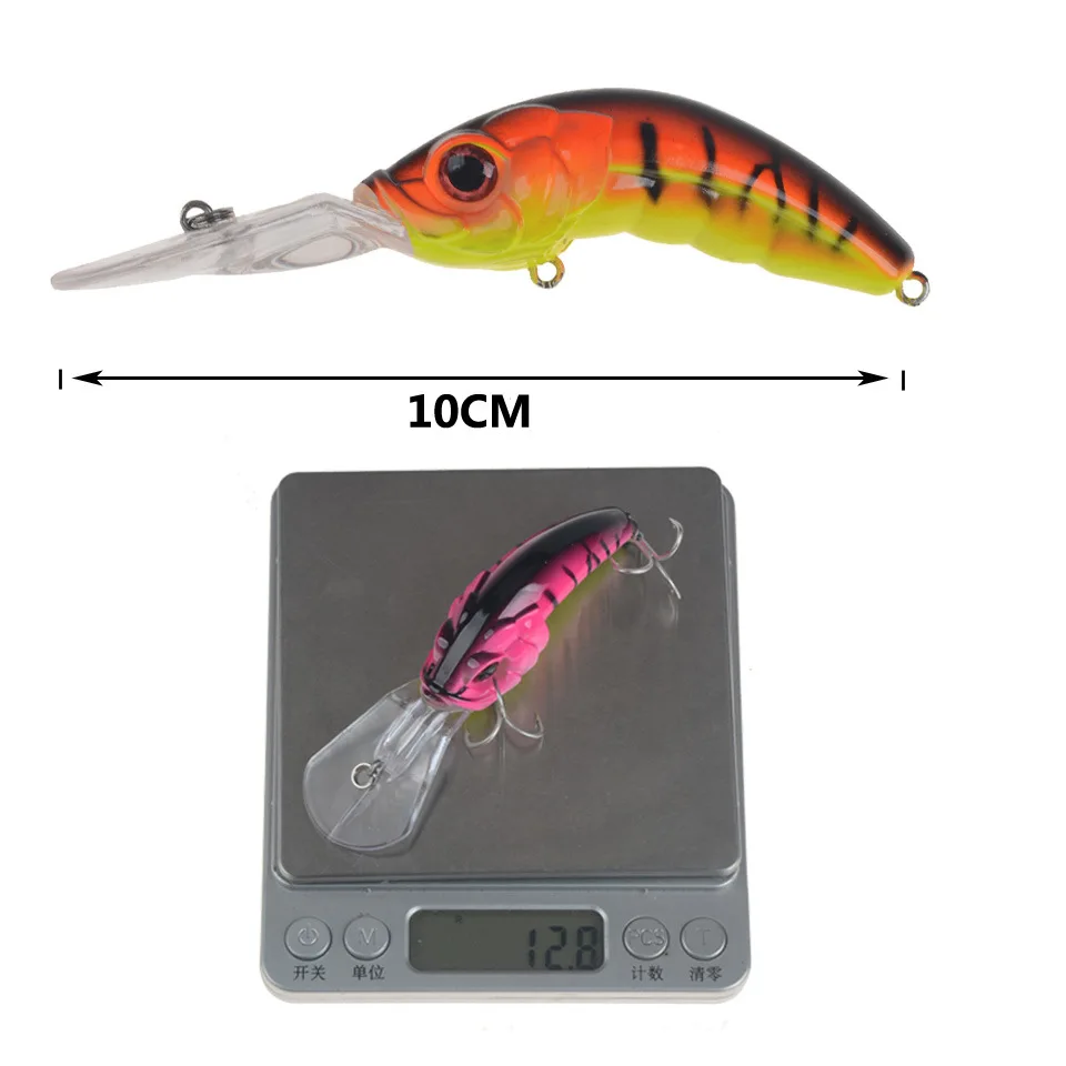 Señuelo de pesca de 3m para buceador de aguas profundas, cebo Artificial duro, Crankbait, Wobbler, anzuelo triple, alta calidad, 10cm, 12,8g, 1 lote - imagen 3