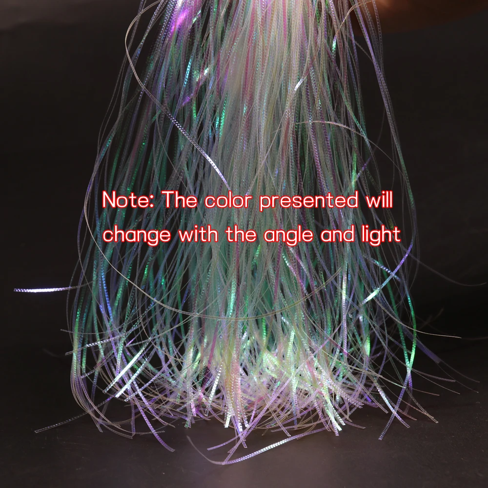 Bimoo, 4 paquetes, 1mm, 9,8 pulgadas, hebras deslizantes corrugadas de arcoíris, simulan escamas/tentáculos de pescado, nuevo Material de atado de moscas con Flash iridiscente - imagen 5