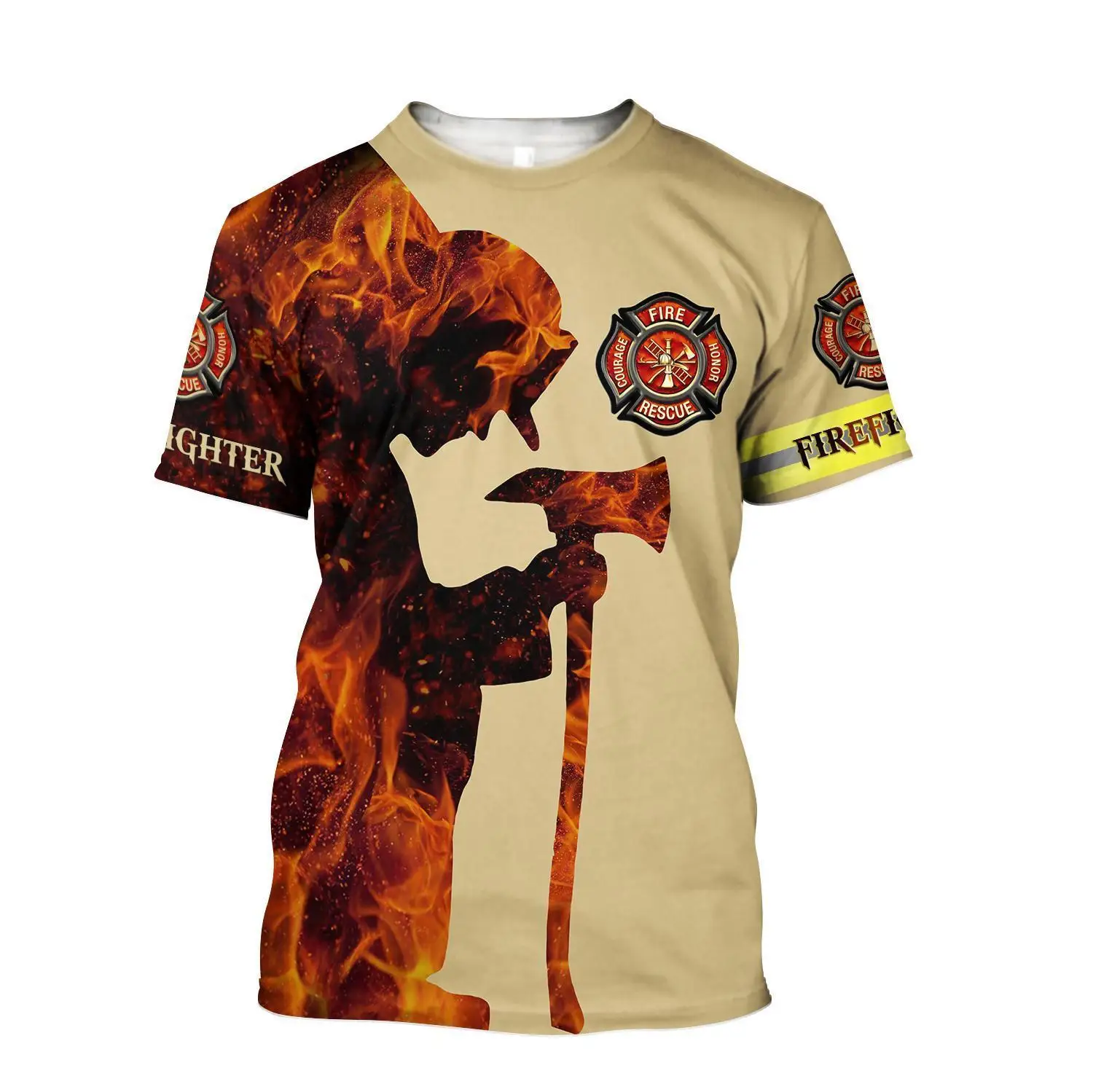 Camiseta Hipster de verano 2025 para hombre, camiseta de manga corta con estampado 3D de arte de bombero fuerte, camisetas informales Unisex TX0184 - imagen 5