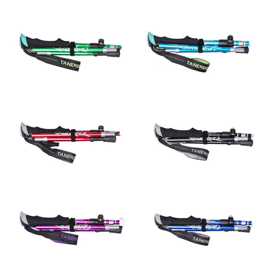 Bastón telescópico Alpenstock, bastones de Trekking de aleación de aluminio, bastón plegable de Metal, bastón de muletas para personas mayores - imagen 2