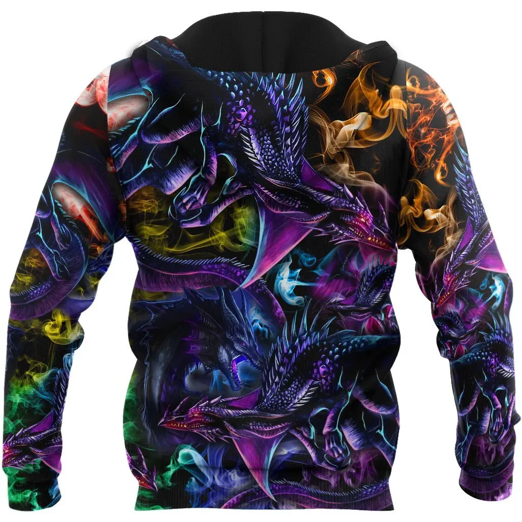 Sudadera con capucha con estampado 3D de dragón para hombre, suéter con cremallera, ropa de calle informal, otoño e invierno, KJ430 - imagen 3