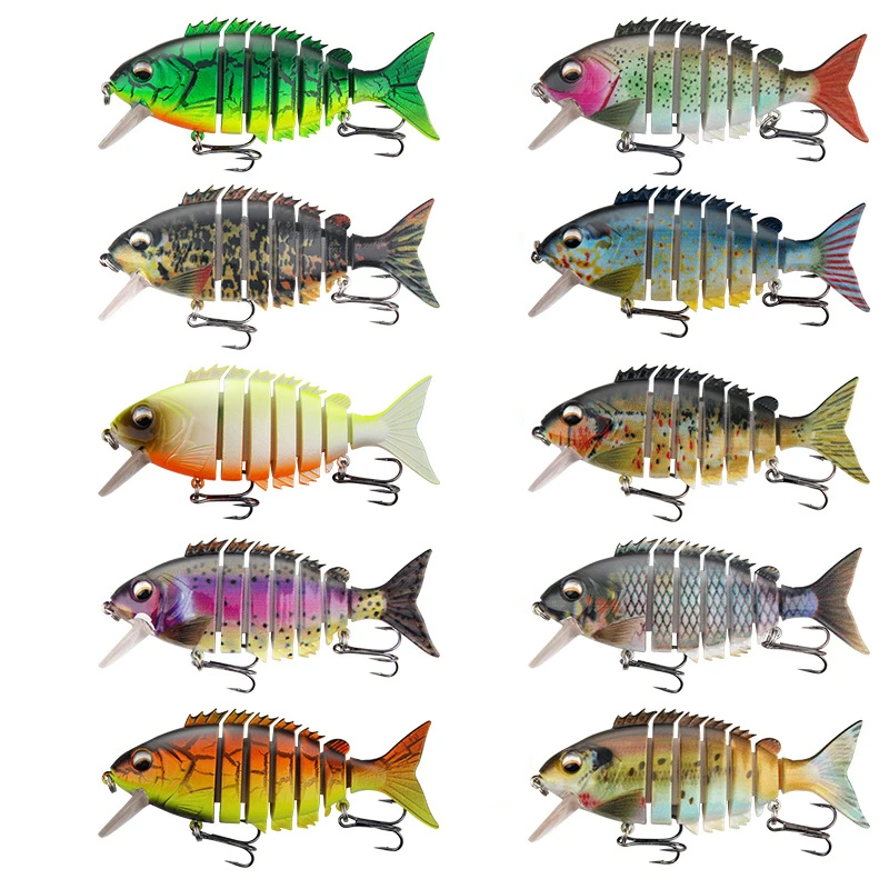 Wobbler-señuelos artificiales para pesca, aparejos de pesca de 7 segmentos, Swimbait Crankbait duro lento, 10cm, 22,2g, Isca - imagen 2