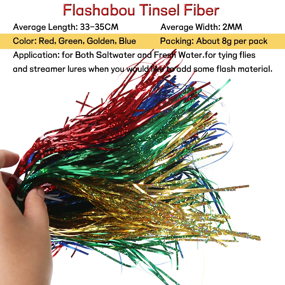 WIFREO, paquete de 3 oropel Flashabou plano de 2mm, holográfico, Lucio, lubina, serpentina de agua dulce o salada, Material de atado de moscas, hilo de Flash de cristal - imagen 3
