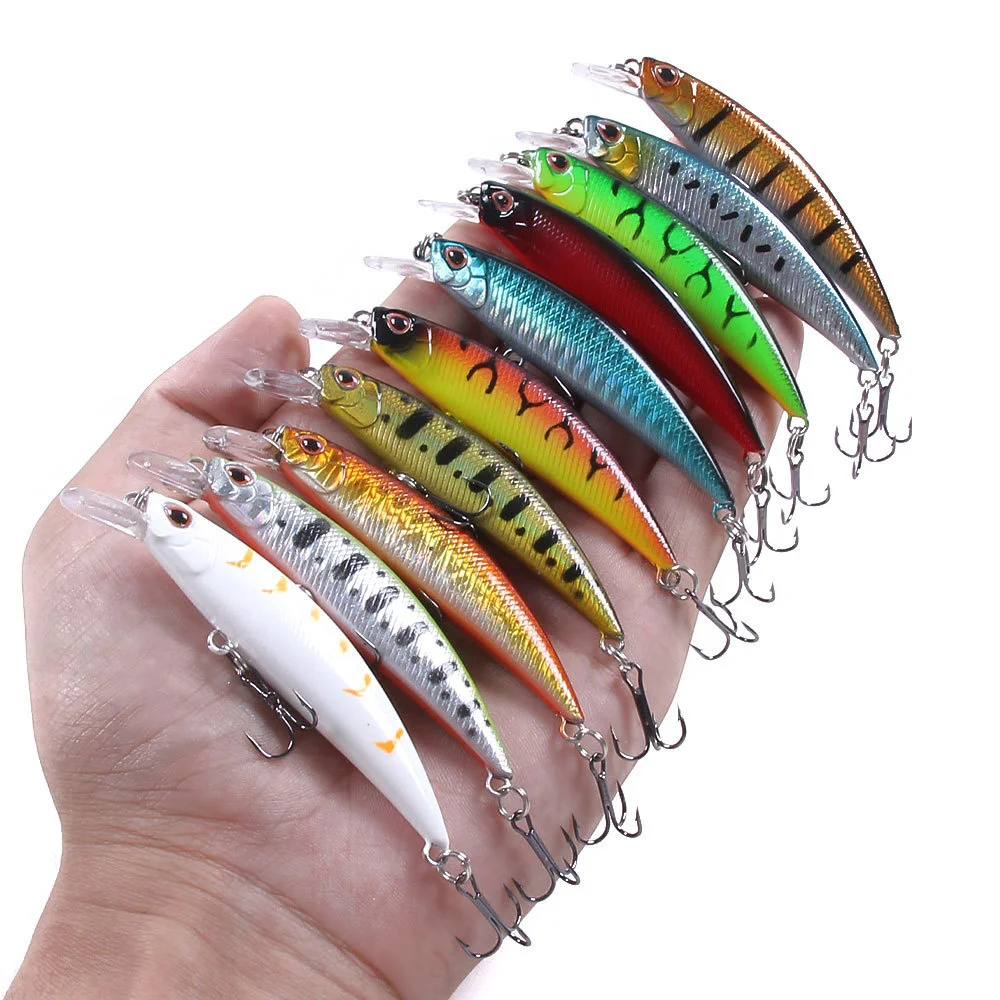 Señuelo de Pesca ojos 3D pececillo flotante Wobblers láser artificiales 60mm 4,5g Crankbait cebo de Pesca de plástico duro aparejos herramientas de Pesca - imagen 2