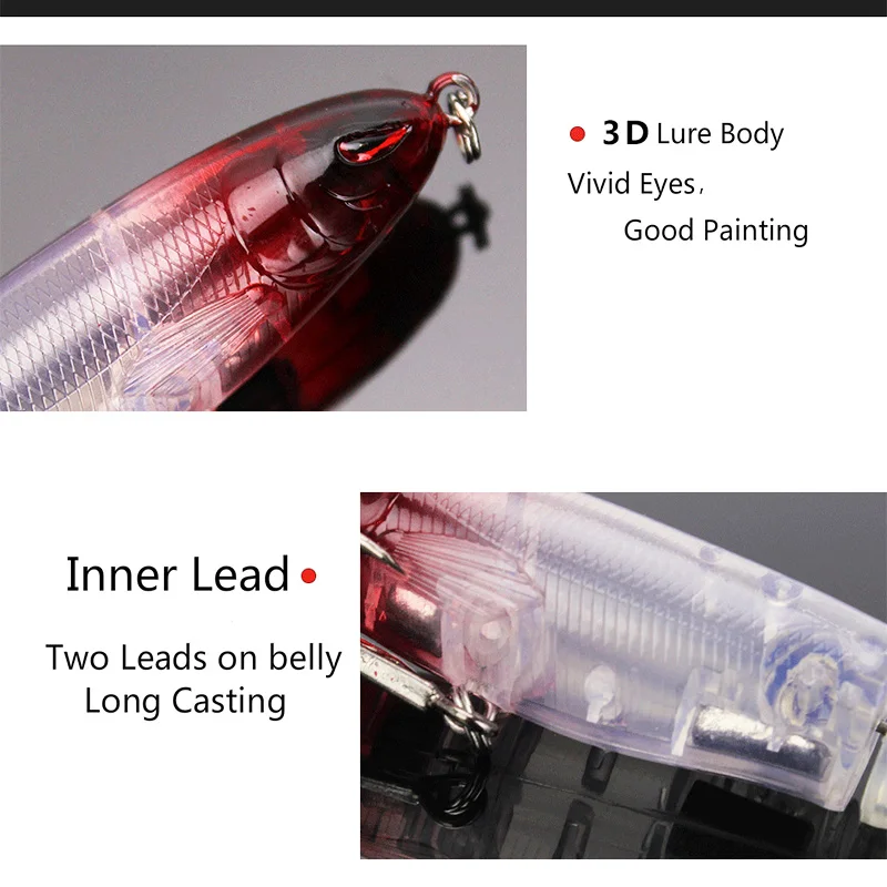 Señuelo de pesca flotante Whopper Popper, 10cm/13,5g, cebo duro Artificial Topwater Plopper, cola giratoria suave, aparejos de lubina - imagen 5