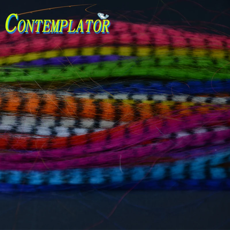 Materiales de fibra de pececillos para atado de moscas, serpentinas de pelo de rayas lisas ultrafinas, trucha de trucha, color negro, surtidos, 12 colores