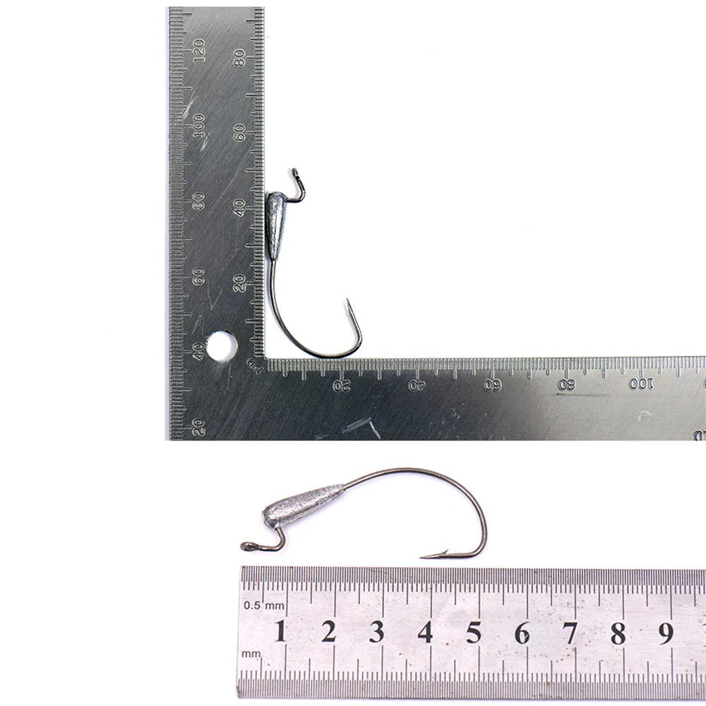 Anzuelos de plomo con cabeza de plomo, 5 piezas, manivela pesada, de acero al carbono, afilados con púas, para señuelos suaves, herramientas de aparejos de pesca - imagen 5