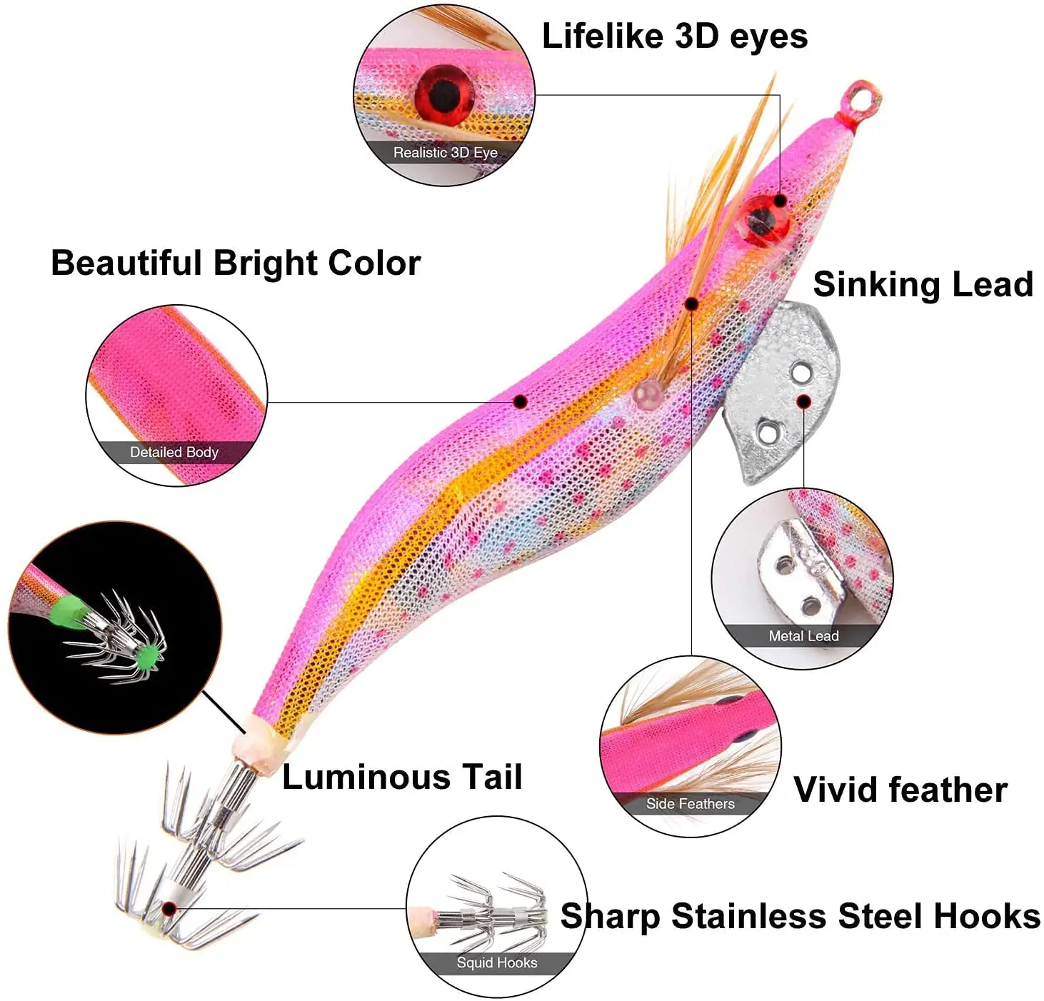 Señuelo de pesca Artificial, anzuelo de calamar luminoso, 11g, 8,5 cm, camarón, sepia, pulpo, Jigging, 1 unidad - imagen 5