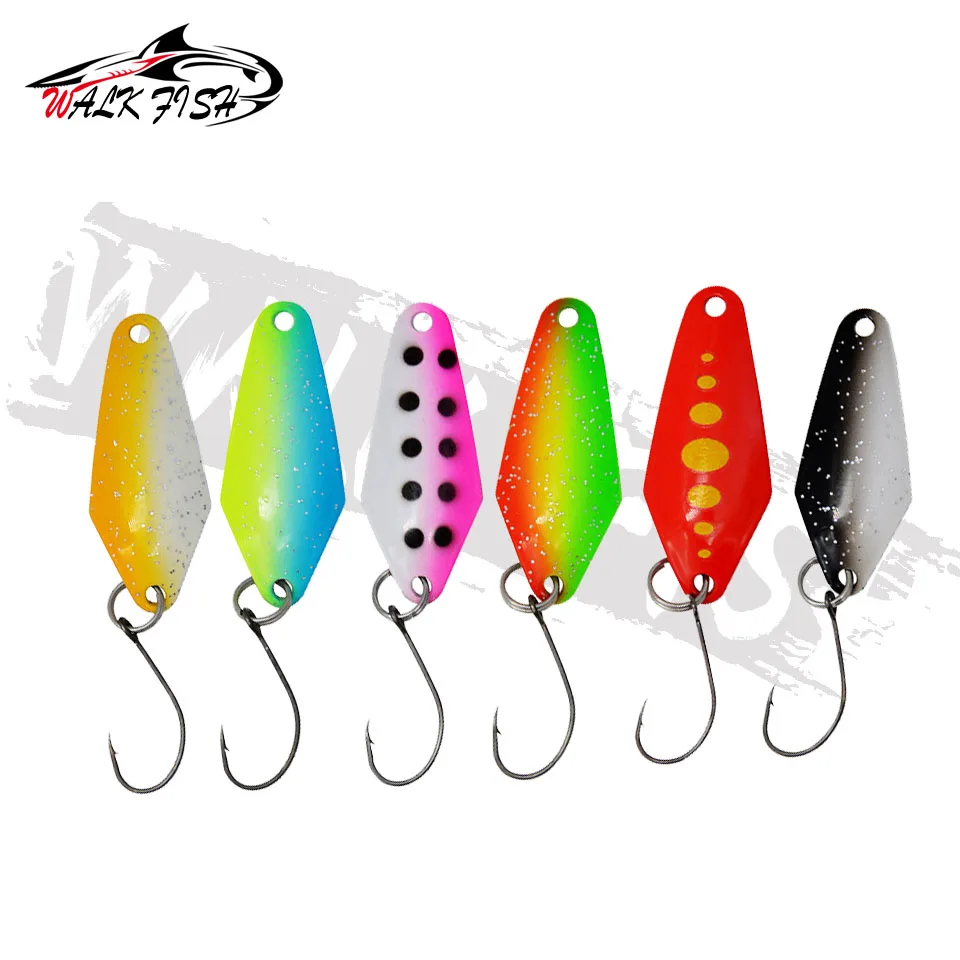 WALK FISH-cuchara giratoria de Metal, señuelo de pesca de trucha, cebo duro de lentejuelas, cebo Artificial de ruido, pequeño Spinner de lentejuelas duras - imagen 4