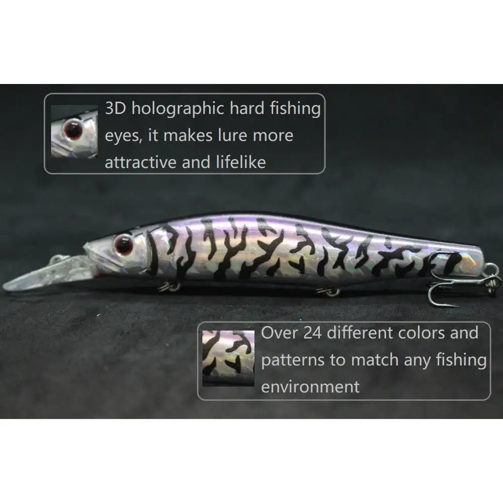 WLure-señuelo de pesca de 13,5 cm, 19g, cebo de Lucio DE ACCIÓN oscilante ancha, flotante rápido, 2 metros de profundidad, 3 anzuelos triples de mar, M629 - imagen 3