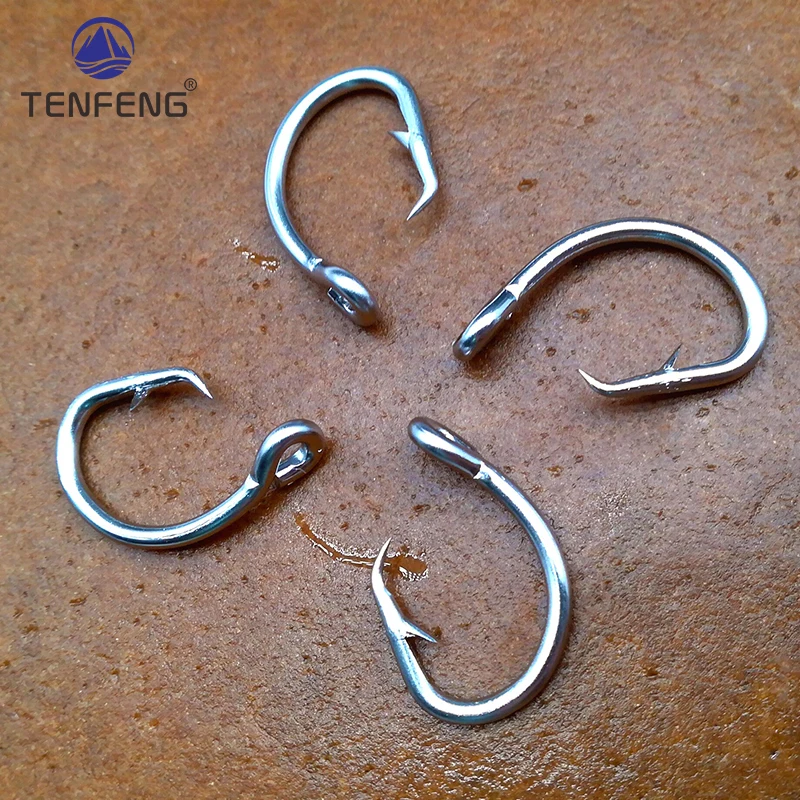 Anzuelos de acero inoxidable con púas, anzuelos circulares para Pesca de atún, plantilla de cebo individual, Jigging, Pesca en mar y océano, 50-500 Uds. - imagen 3