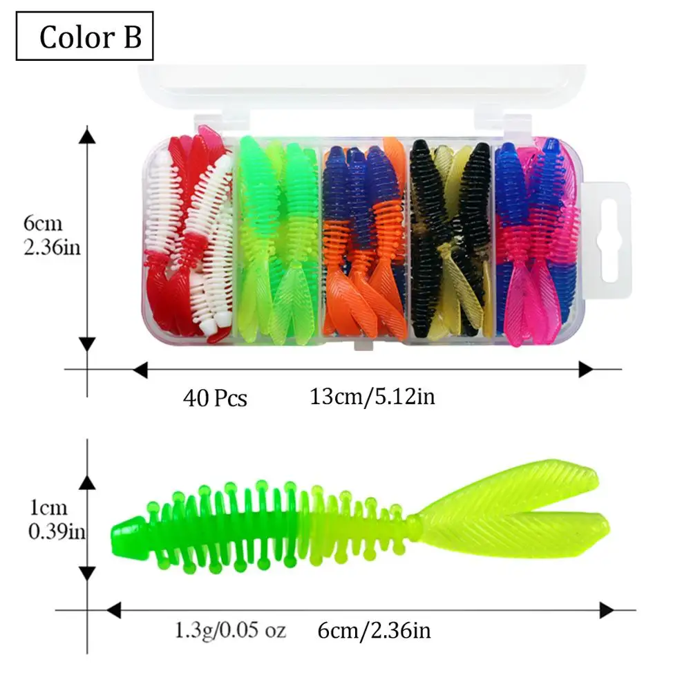 THKFISH 40 Uds. Señuelos blandos de pesca Jig trucha gusano cebos blandos 6cm cebo Artificial Wobblers gusanos blandos señuelo falso Swimbait - imagen 3