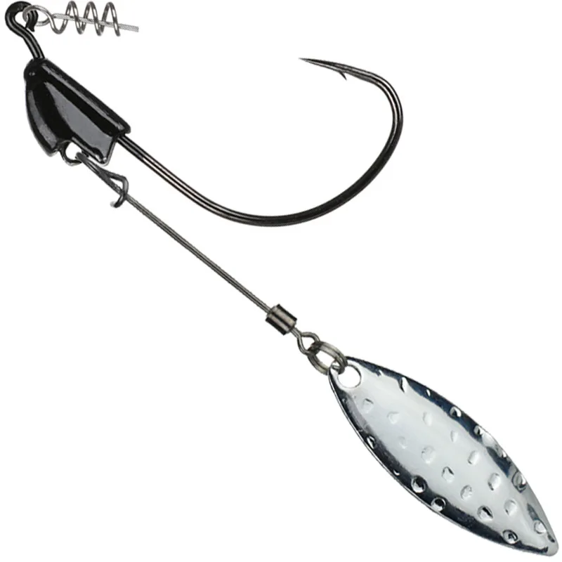 Señuelo de pesca anzuelo con cabeza de anzuelo, 5g, 6,5g, 8,5g, 12g con cucharas de hoja Salix, anzuelo que se hunde, Spinner, anzuelos de gusano, lote de 2 piezas en oferta - imagen 4