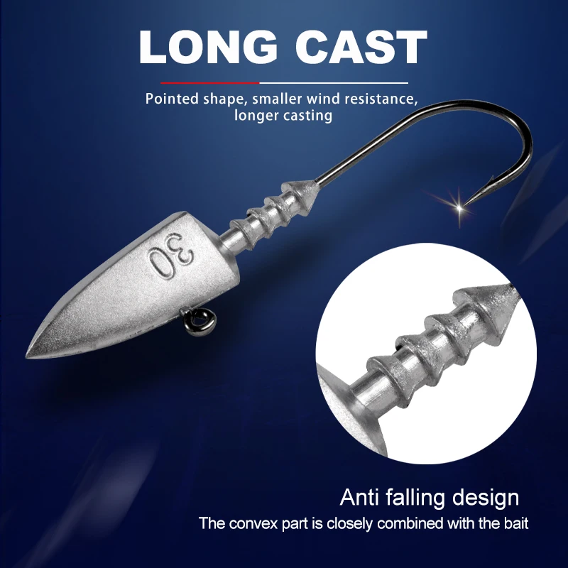 Hunthouse-anzuelos de pesca con cabeza de plantilla, 20g, 30g, 40g, 3 unids/lote/paquete, equipo de pesca equipado con señuelo suave, nuevo, lw313, 2020 - imagen 4