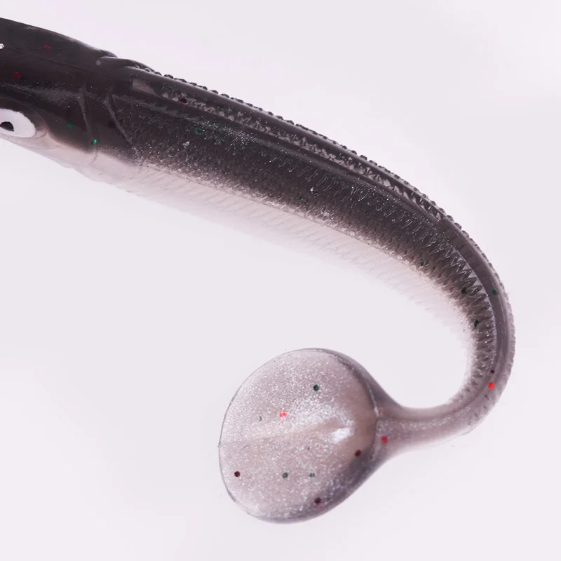 Señuelo de Pesca suave con ojos 3D, cebo de silicona, gusanos artificiales, cebos de goma, Lucio, pececillo, Wobblers, Swimbaits, aparejos de Pesca, 10 Uds./lote