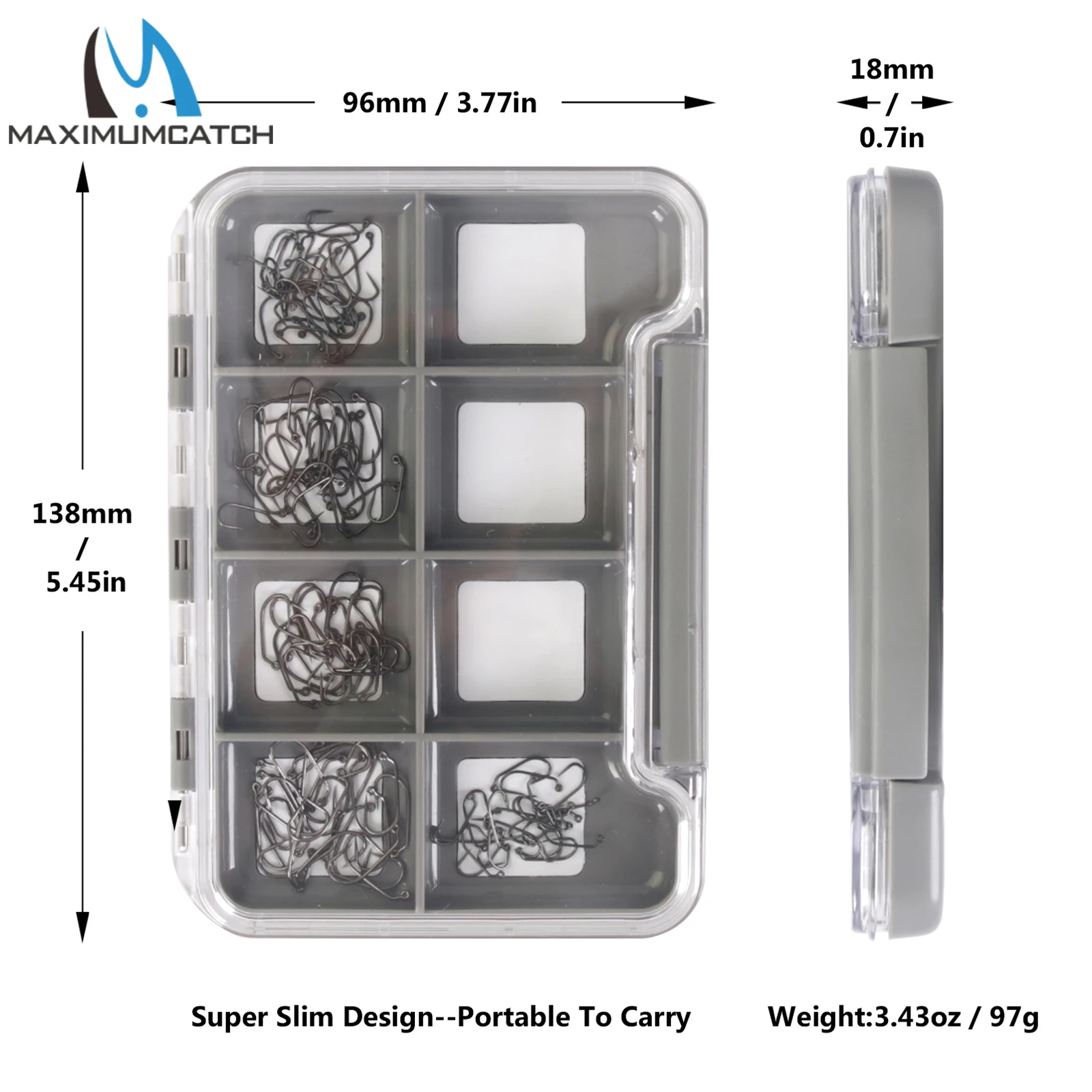 Maximumcatch Juego de anzuelos para atar moscas sin púas, anzuelos de pesca de níquel negro forjado con plantilla de ninfa, 6 # 8 # 10 # 12 # 14 # 16 # 18 # , 125 piezas - imagen 3