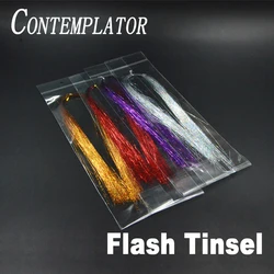 Simulador de serpentinas de oropel holográficas, materiales de atado de moscas, 3 bolsas, Tinsel Flash brillante, señuelos de pesca con mosca de ninfa, 9 colores