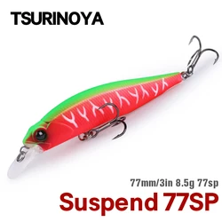 TSURINOYA Jerkbait DW101 77mm 8,5 señuelo de pesca de pececillo suspendido 77SP cebos duros artificiales sistema de movimiento Lucio pesca Wobbler