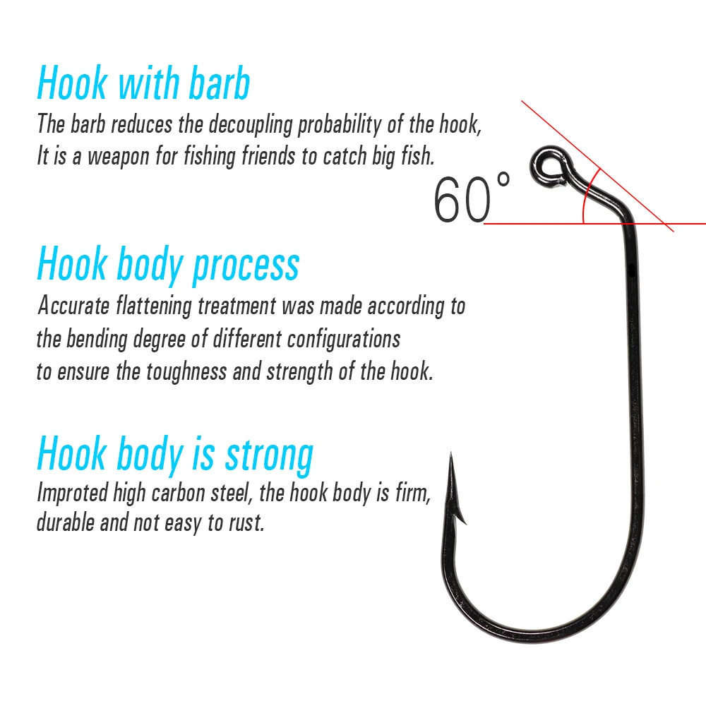 ICERIO 100 Uds. Ganchos de alambre de acero forjado de agua dulce y salada de 60 grados de acero al carbono de altura - imagen 4