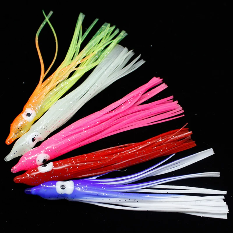 POETRYYI Señuelos de Pesca de pulpo suave para Jigs, faldas de pulpo luminosas de colores mezclados, cebo Artificial para Jigging, falda de calamar, 1 unidad - imagen 2