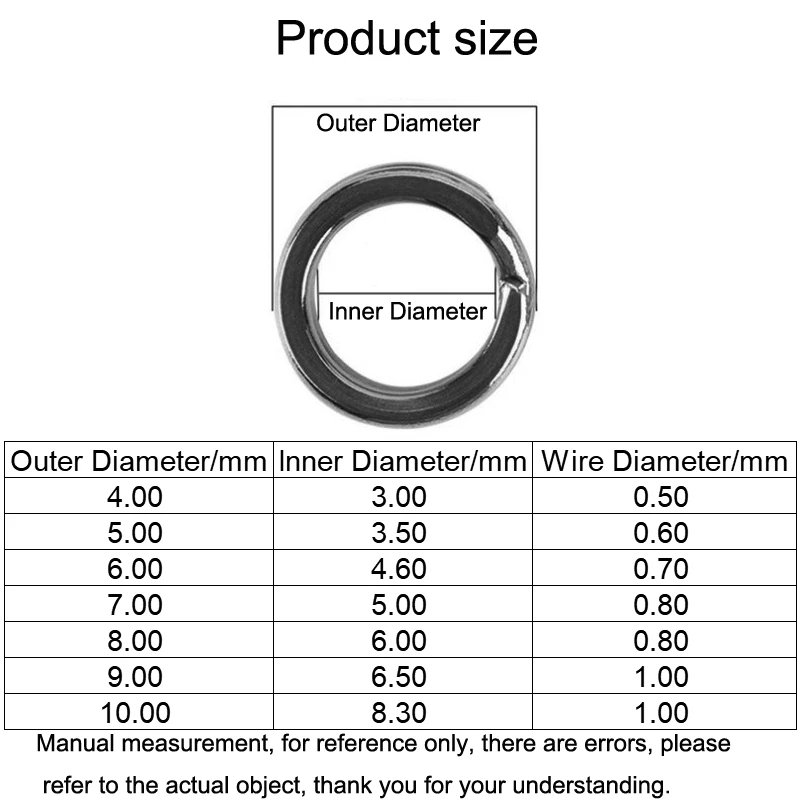2000 unids/lote diámetro exterior 4mm-10mm doble anillo de acero inoxidable conector doblado aplanado señuelo aparejos de Pesca accesorios Pesca - imagen 3